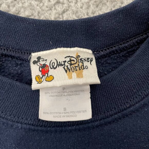 VTG Mickey Mouse Sweatshirt Adult S Navy Walt Disney World Pullover Crewneck - Picture 4 of 9